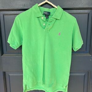 Ralph Lauren Green Polo with Purple Pony Logo